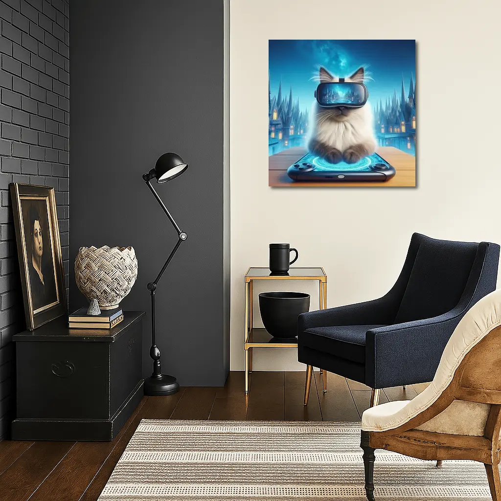 Ragdoll Cat Gaming VR Fantasy City – Wall Art