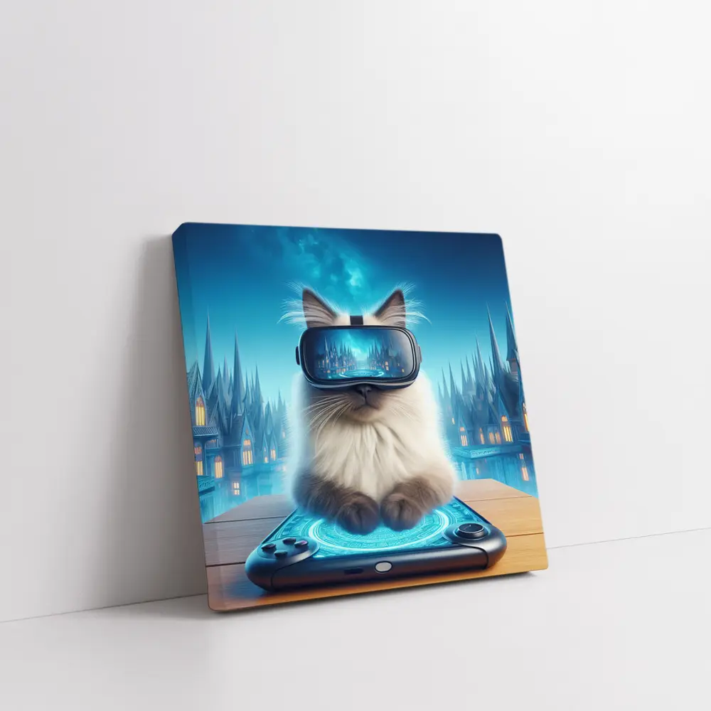 Ragdoll Cat Gaming VR Fantasy City – Wall Art