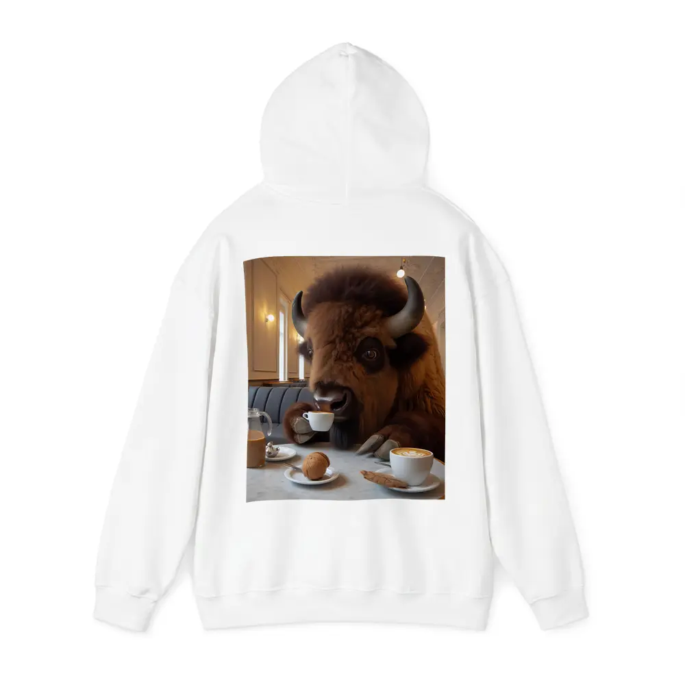 Bison Drinking Coffee In Elegant Cafe – Hoodies