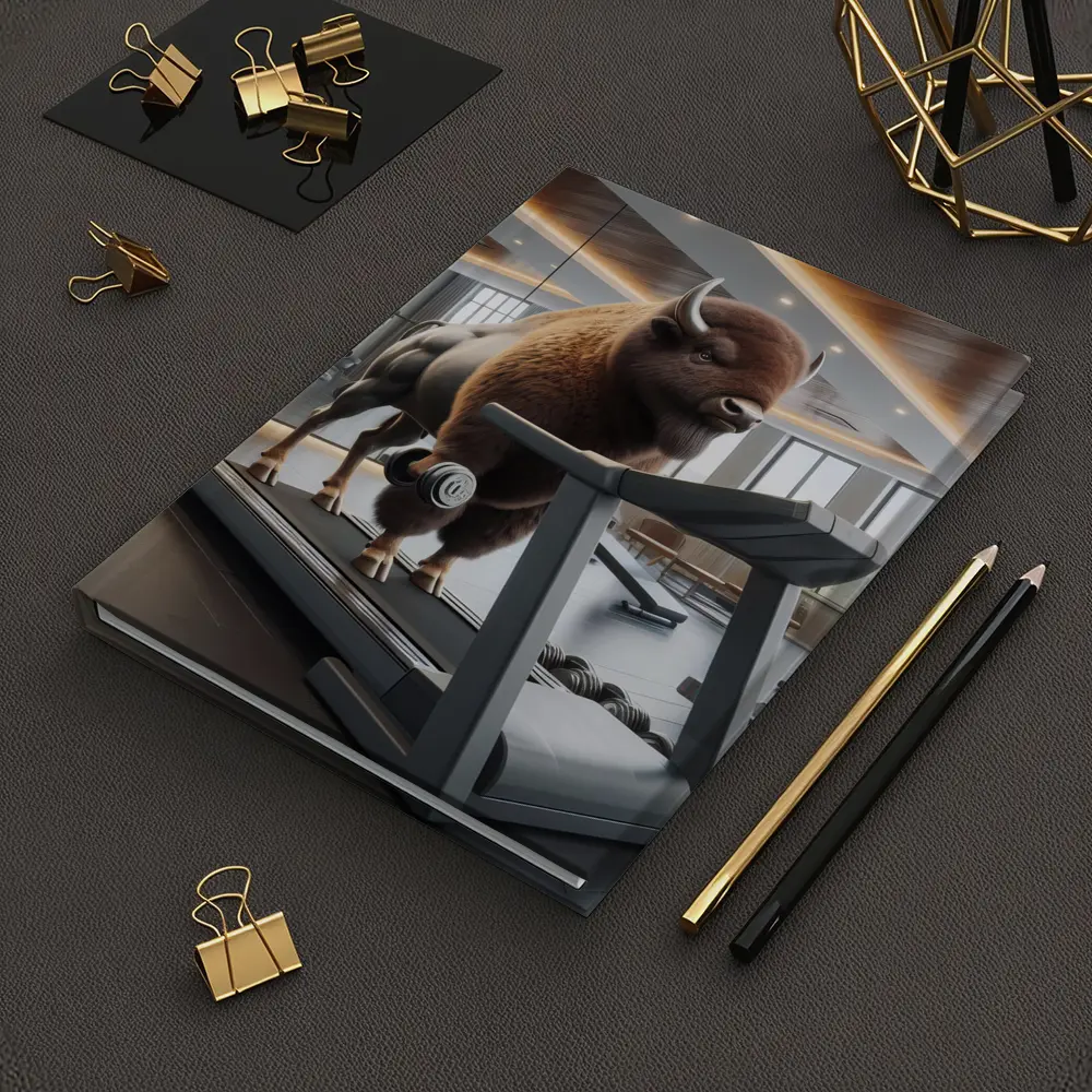 Bison Lifting Weights on Gym Treadmill – Notebooks