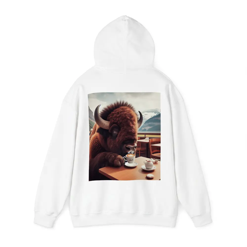 Bison Drinking Coffee at Mountain Cafe – Hoodies