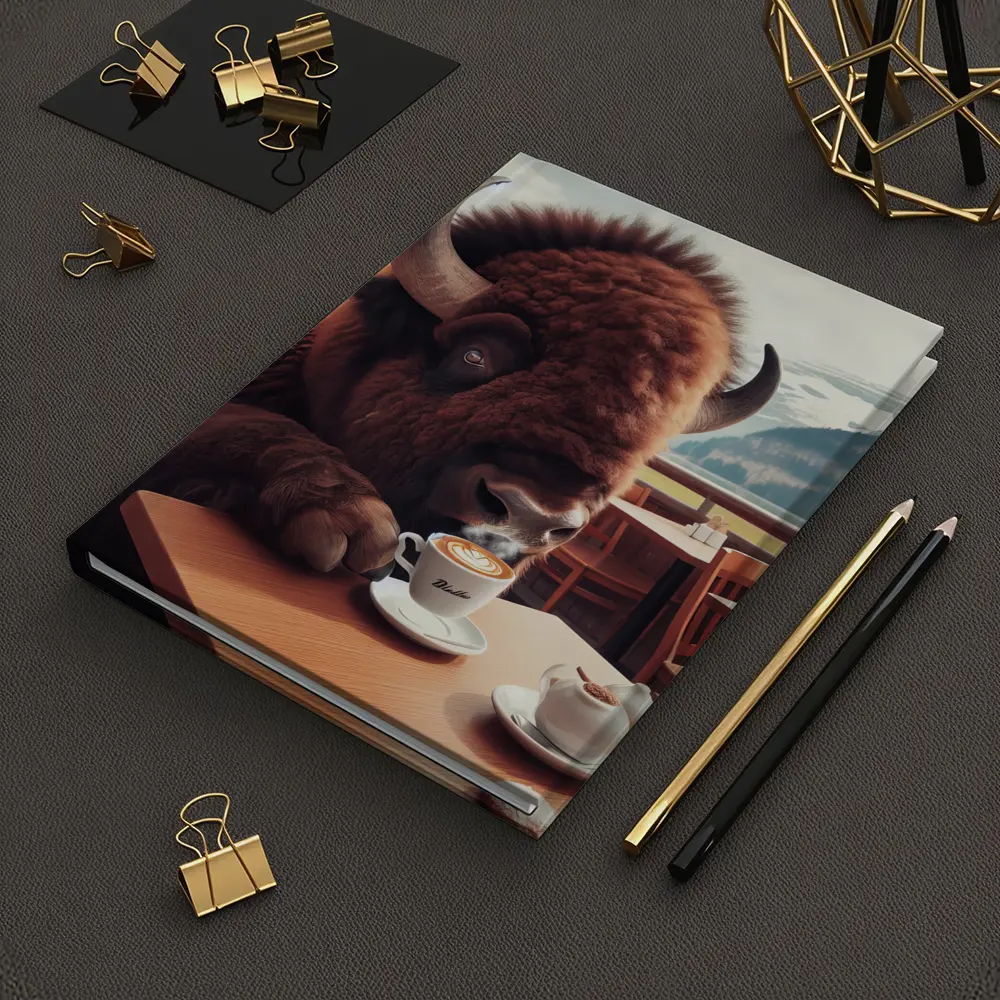 Bison Drinking Coffee at Mountain Cafe – Notebooks