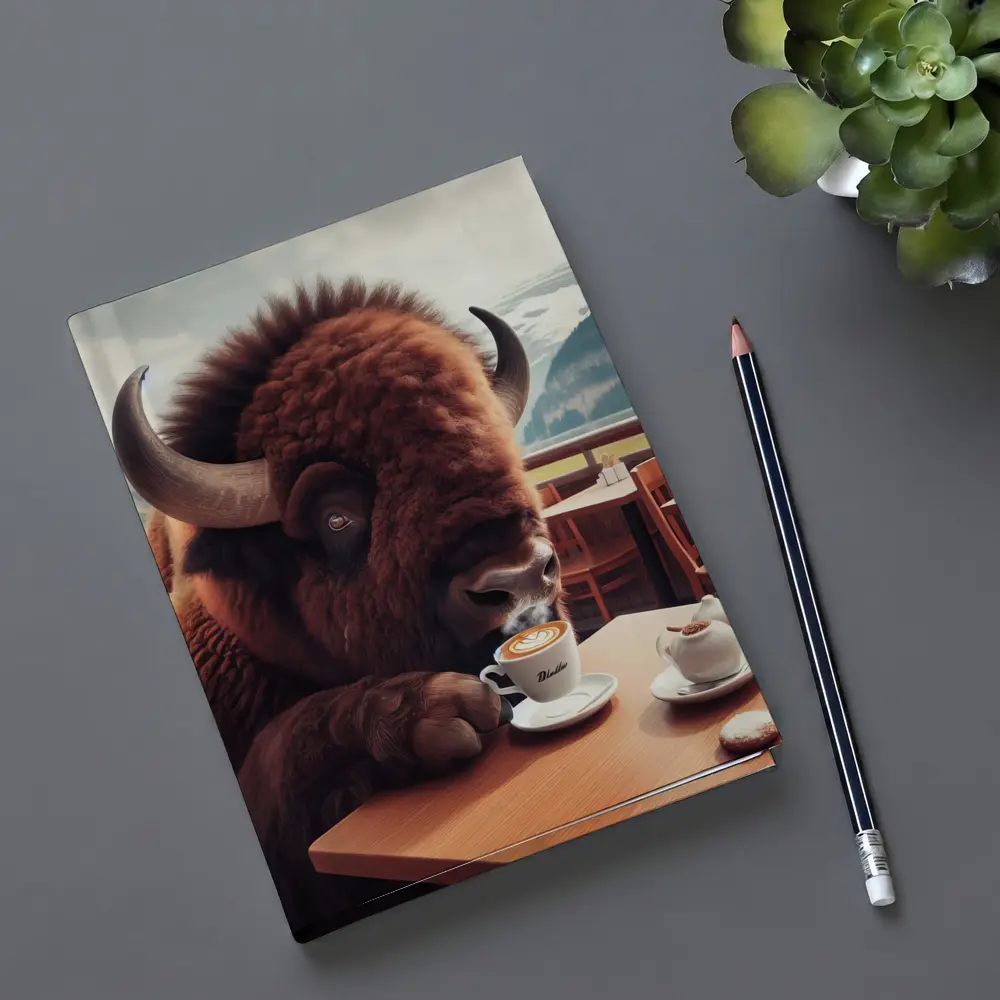 Bison Drinking Coffee at Mountain Cafe – Notebooks