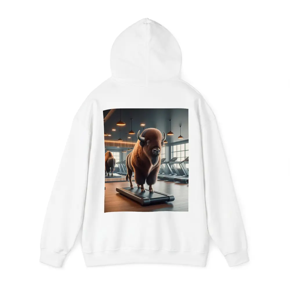 Bison Buffalo Working Out On Gym Treadmill – Hoodies