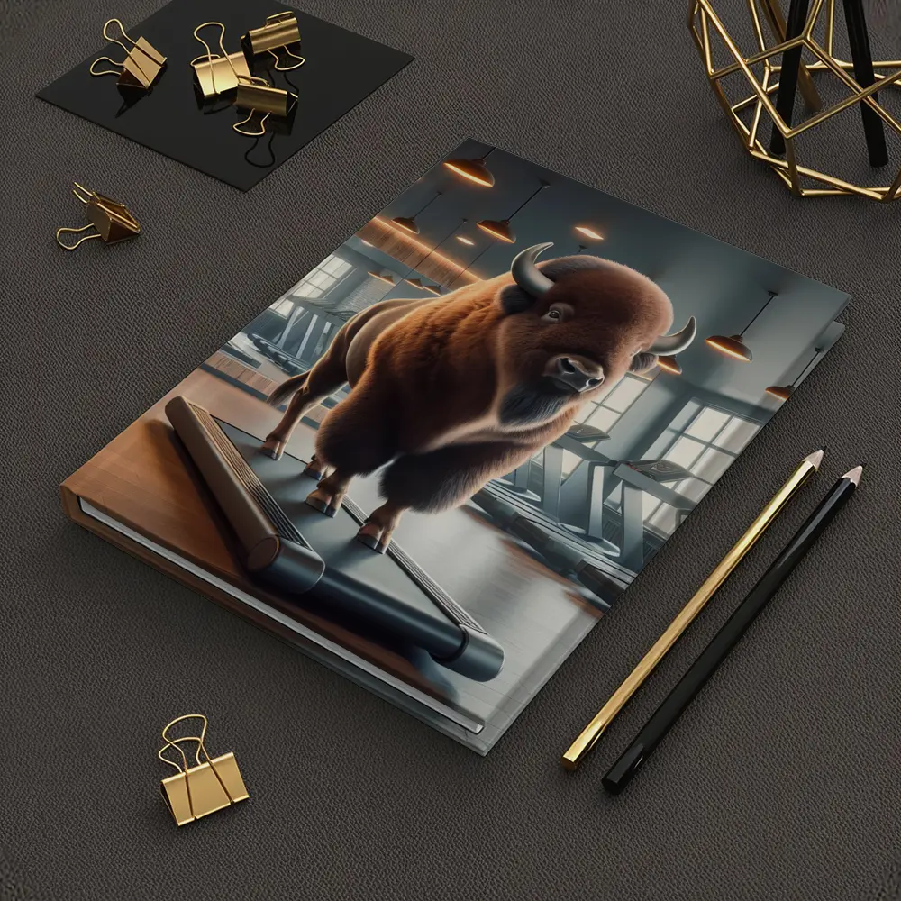 Bison Buffalo Working Out On Gym Treadmill – Notebooks