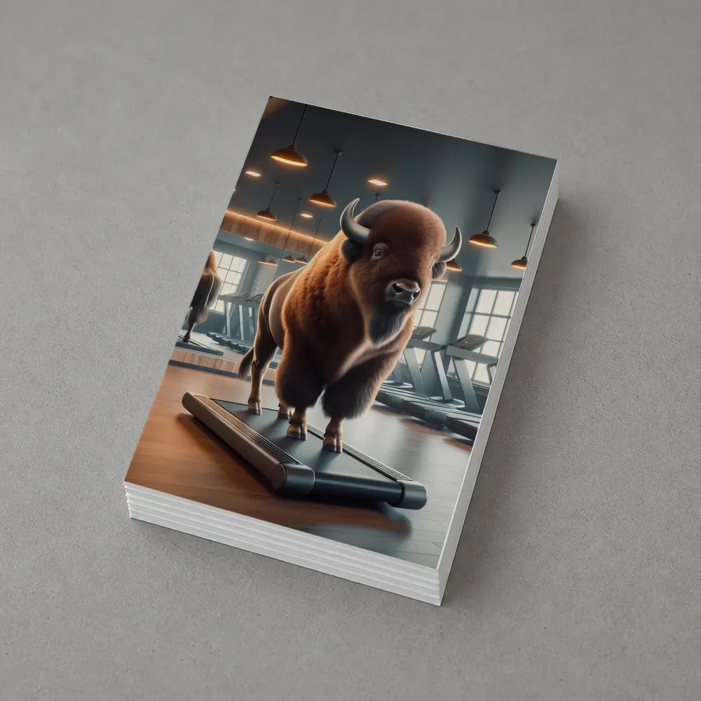 Bison Buffalo Working Out On Gym Treadmill – Postcards