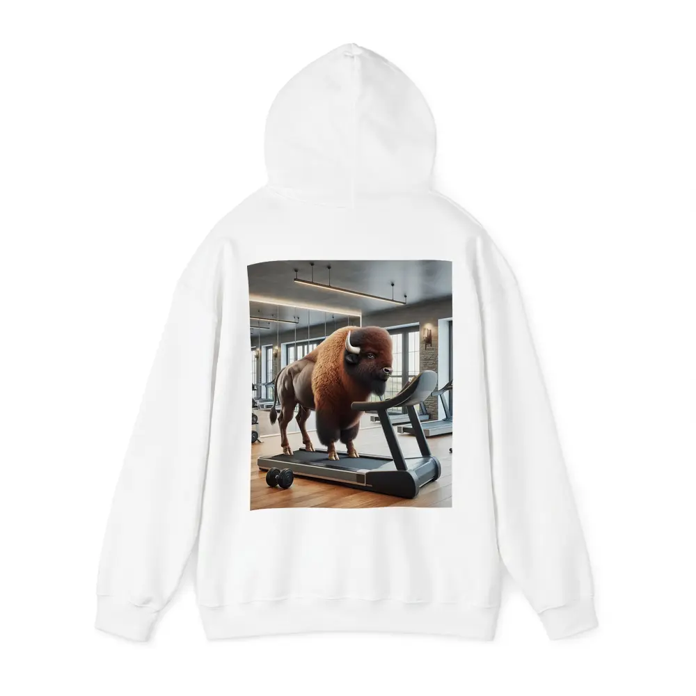 Bison On Treadmill In Modern Gym – Hoodies