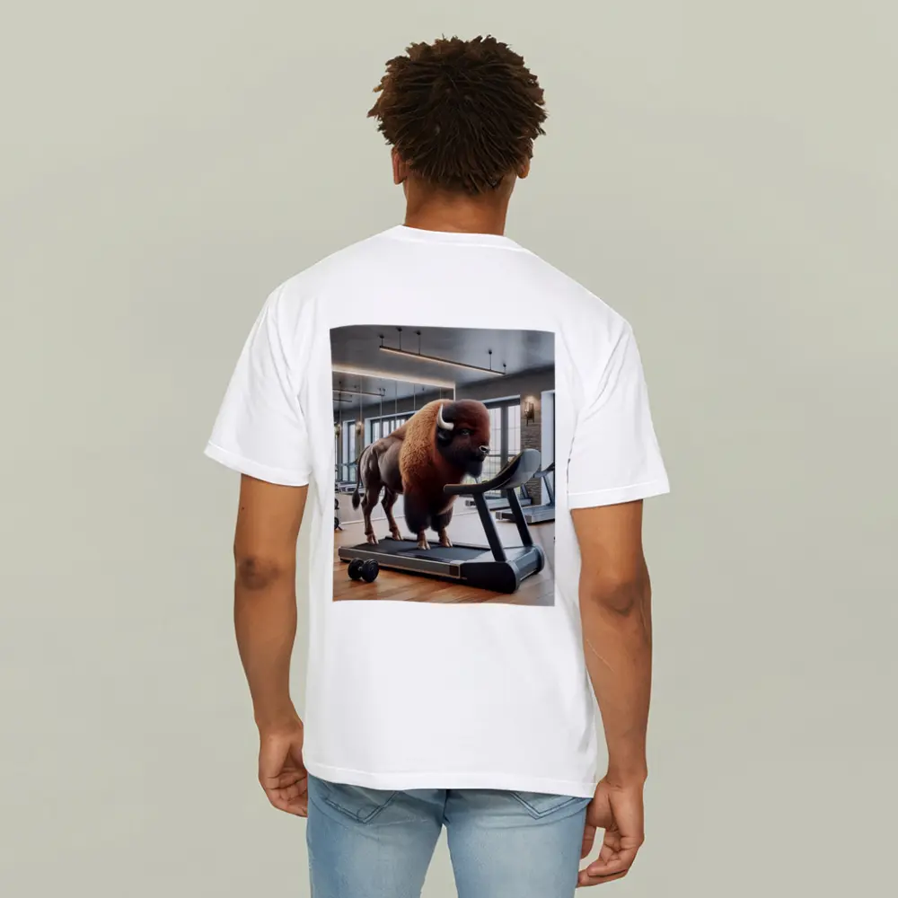 Bison On Treadmill In Modern Gym – T-Shirts