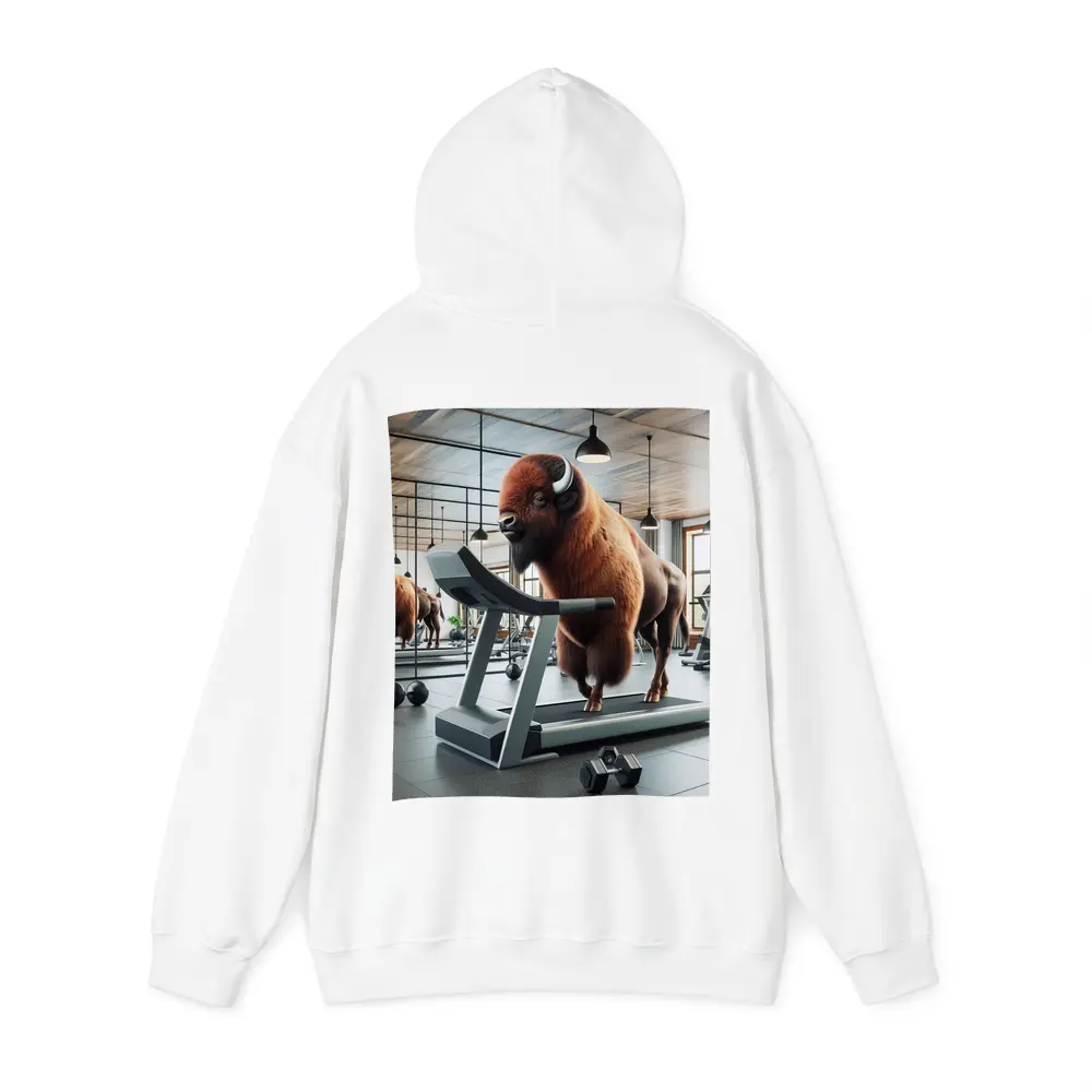 Bison Running on Treadmill in Gym – Hoodies