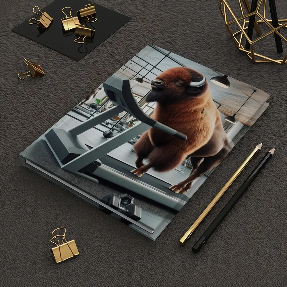 Bison Running on Treadmill in Gym – Notebooks