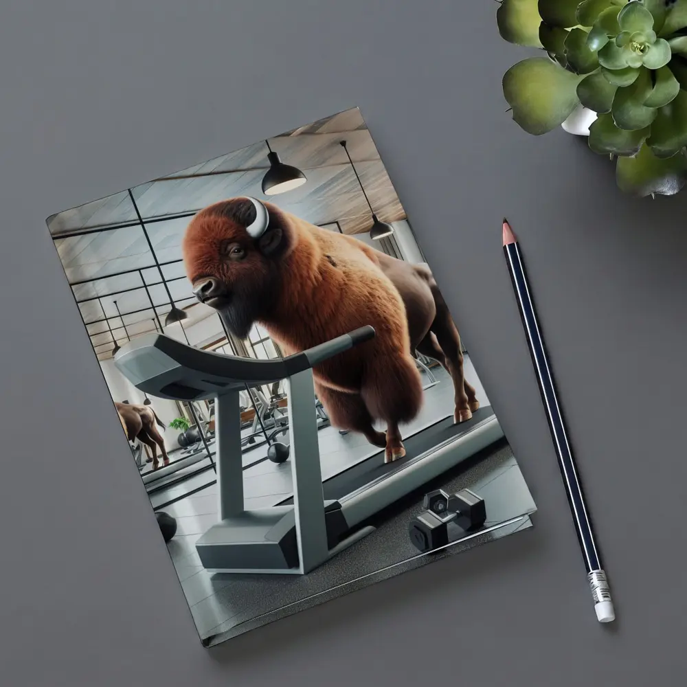 Bison Running on Treadmill in Gym – Notebooks