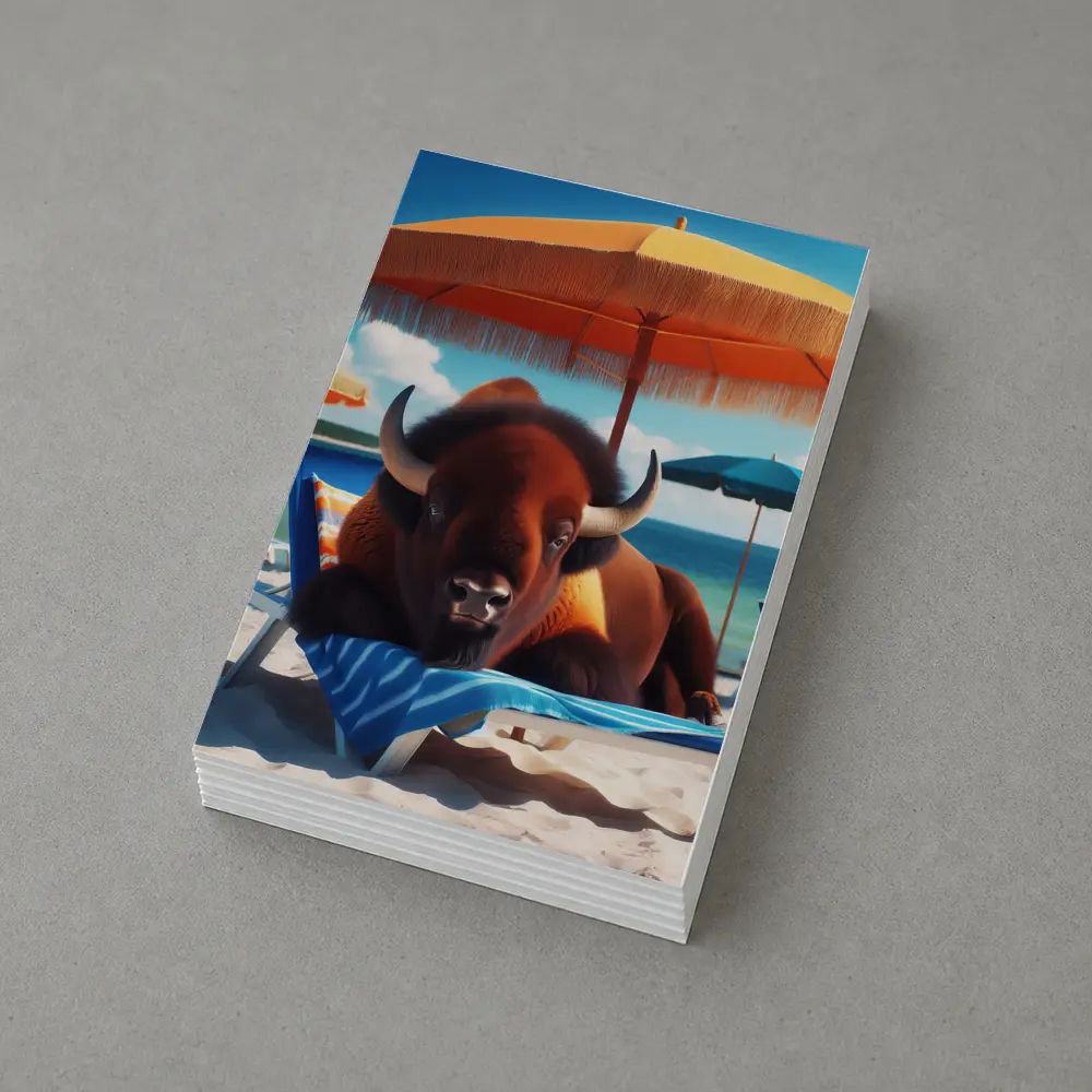 Bison Relaxing On Sunny Beach Chair – Postcards