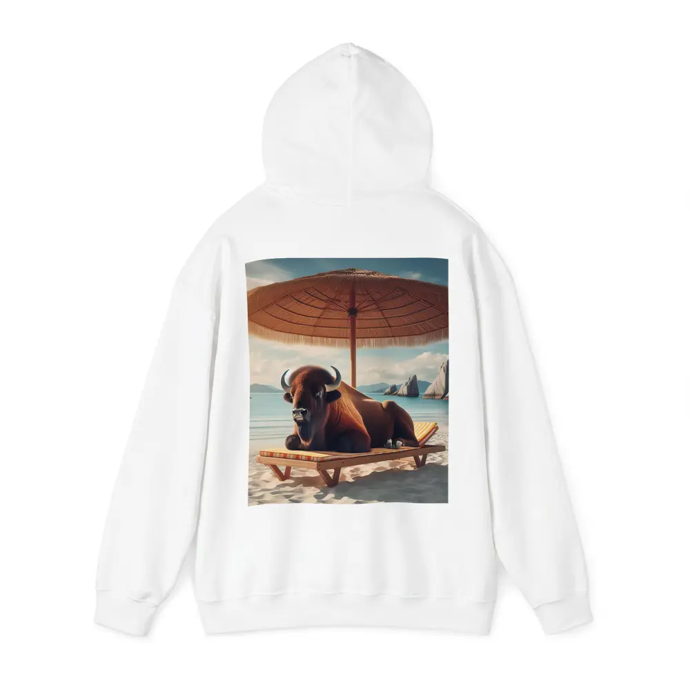 Bison Relaxing On Sunny Beach Lounge Chair – Hoodies