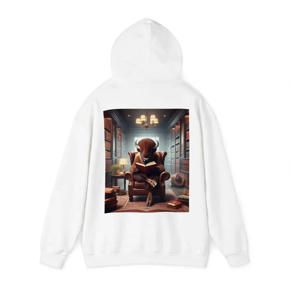 Bison Reading Book in Cozy Library – Hoodies