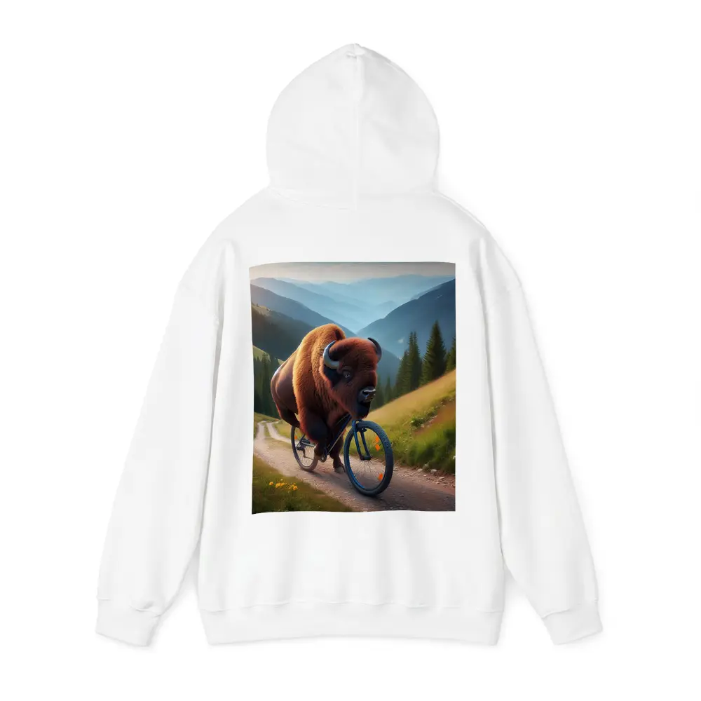 Bison Riding Bicycle Mountain Valley Trail – Hoodies