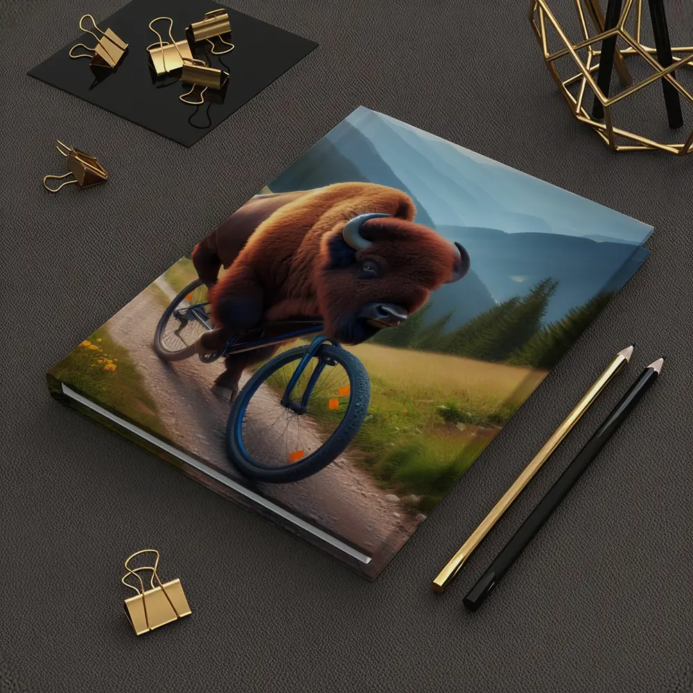 Bison Riding Bicycle Mountain Valley Trail – Notebooks