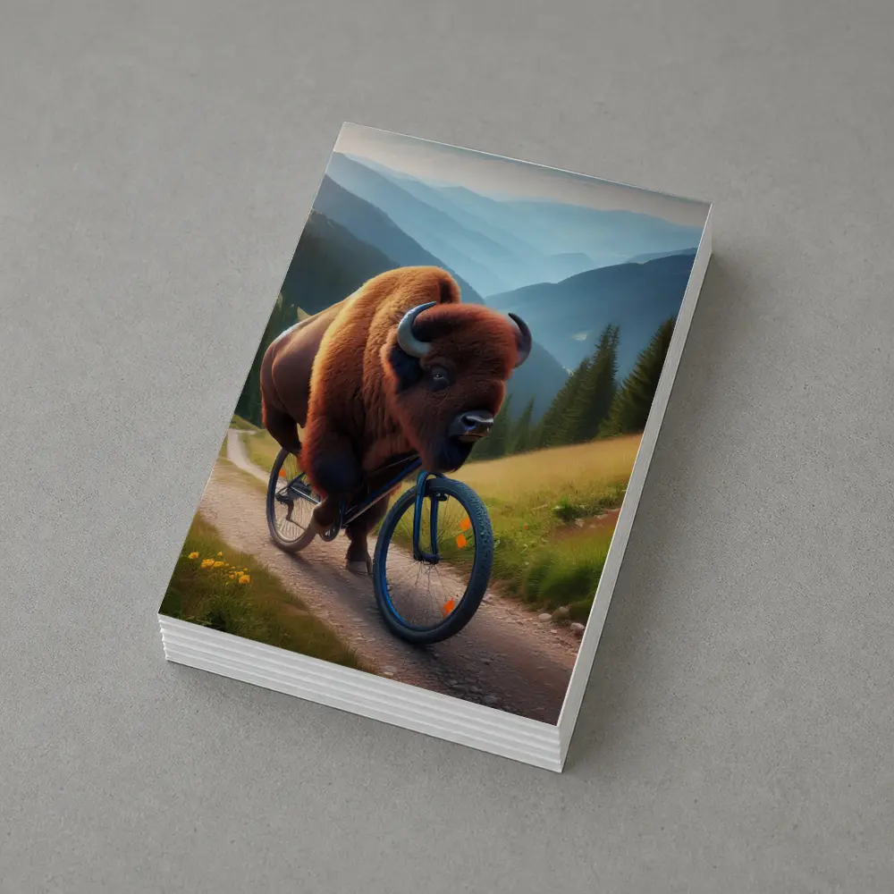Bison Riding Bicycle Mountain Valley Trail – Postcards