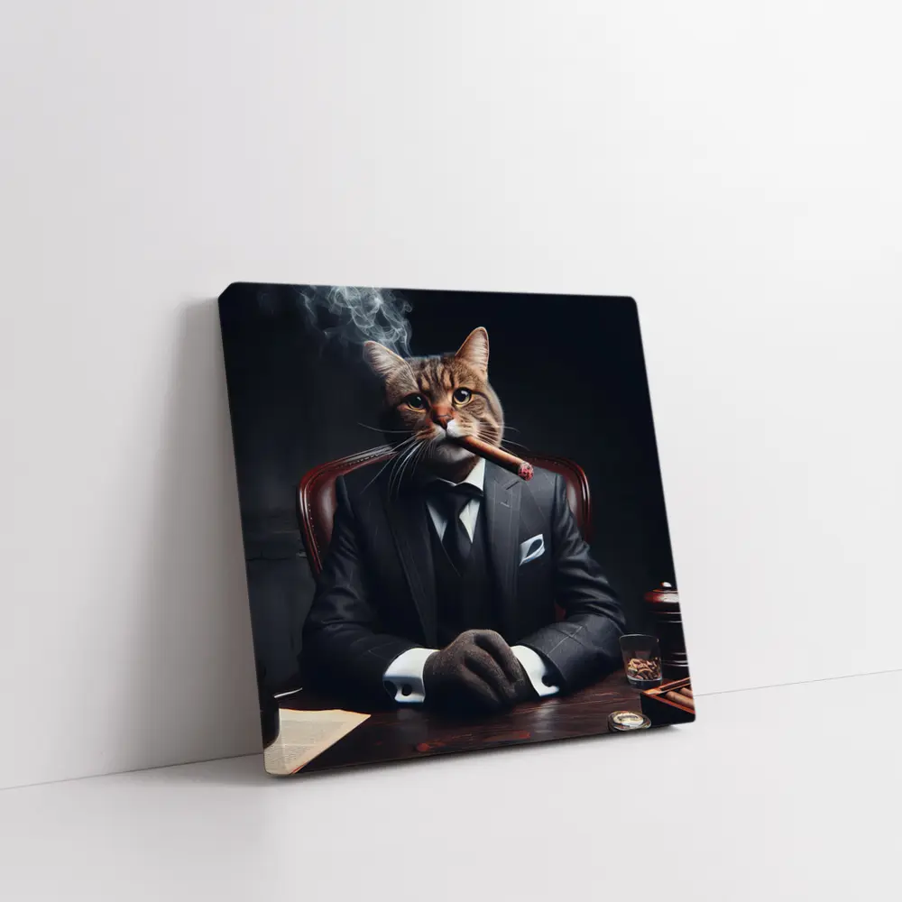 Boss Cat Suit Cigar Dark Office – Wall Art