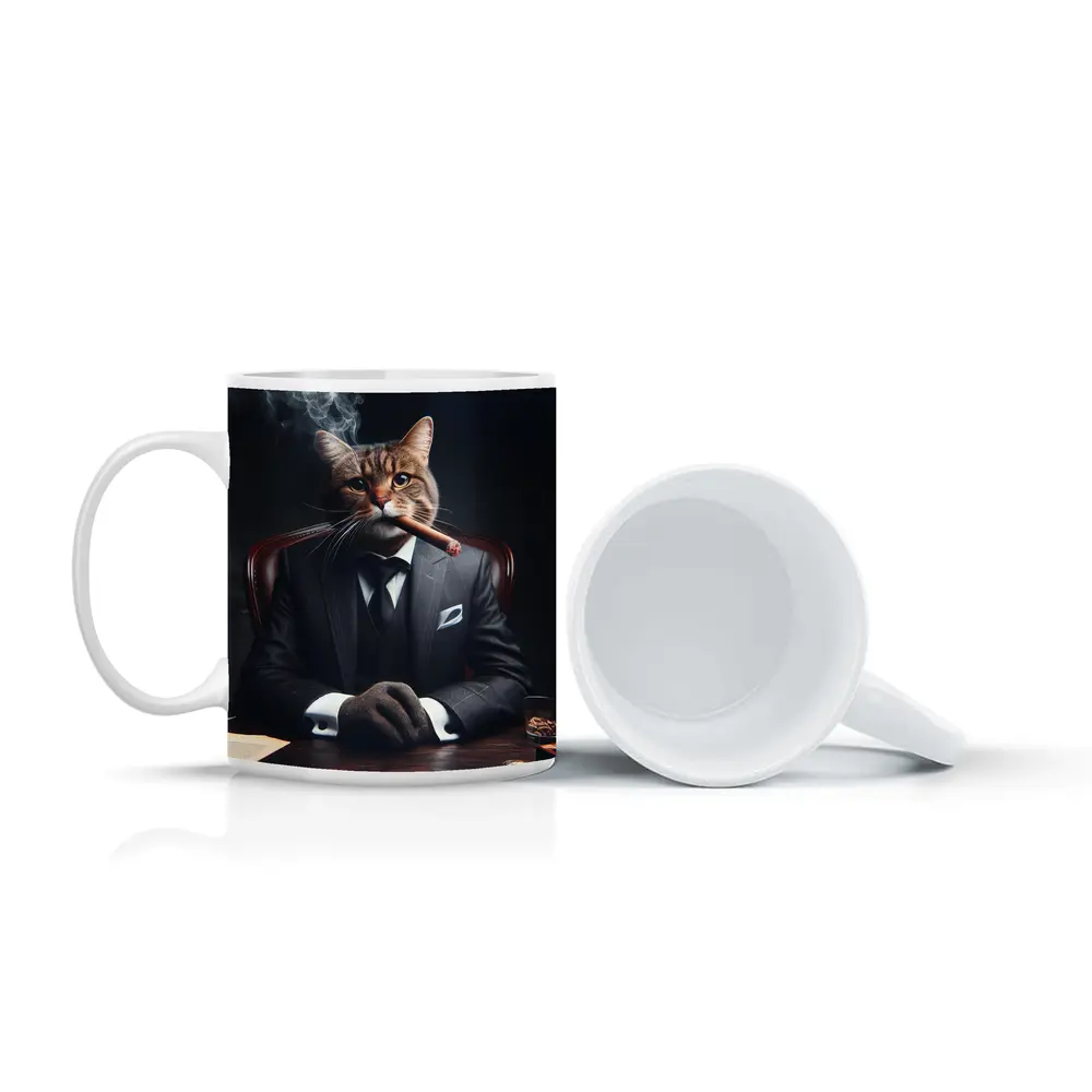 Boss Cat Suit Cigar Dark Office – Mugs