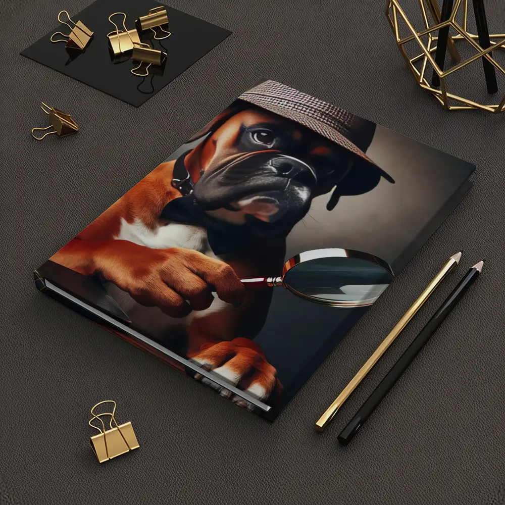 Boxer Dog Detective With Magnifying Glass – Notebooks