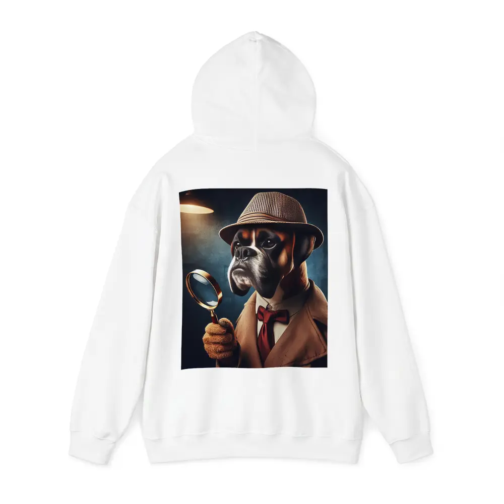 Boxer Dog Detective With Magnifying Glass – Hoodies
