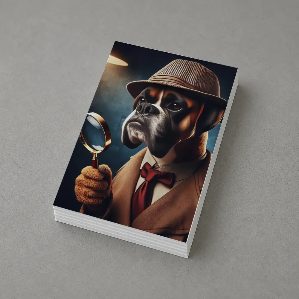 Boxer Dog Detective With Magnifying Glass – Postcards