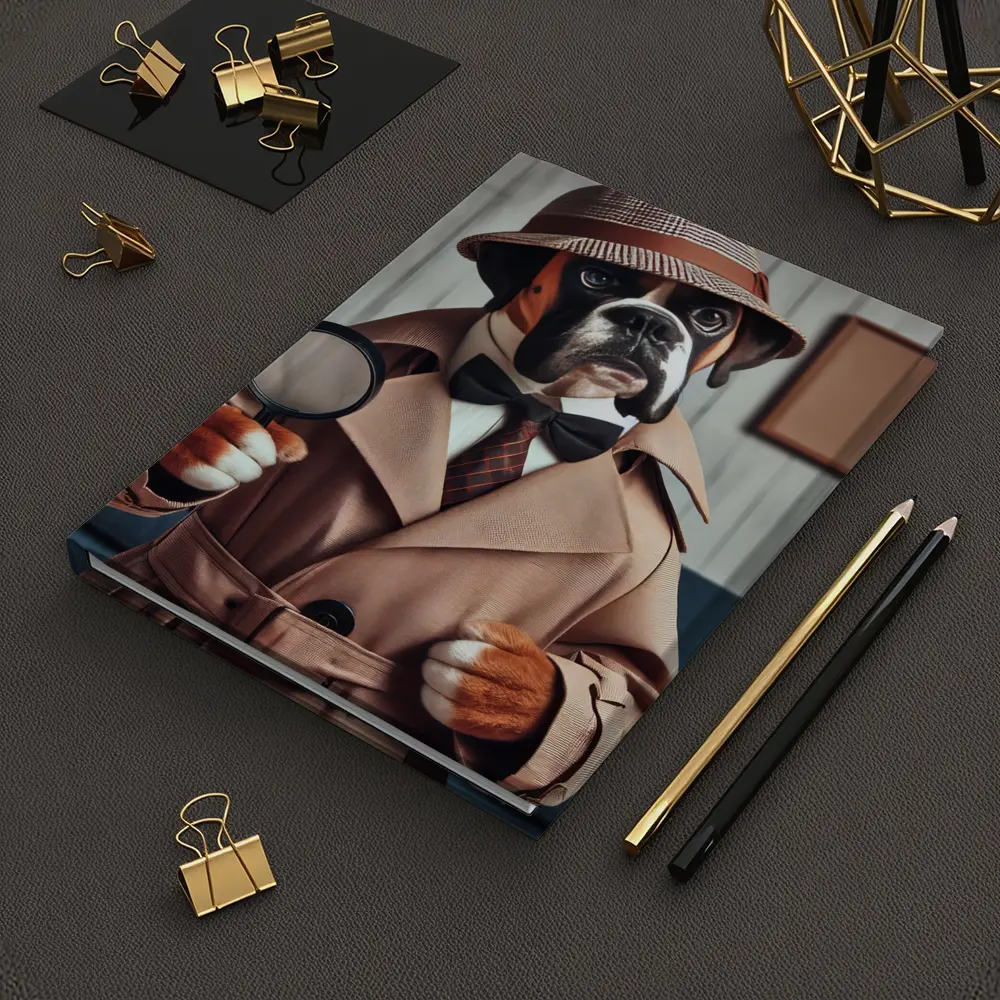 Boxer Dog Detective Magnifying Glass Indoor – Notebooks