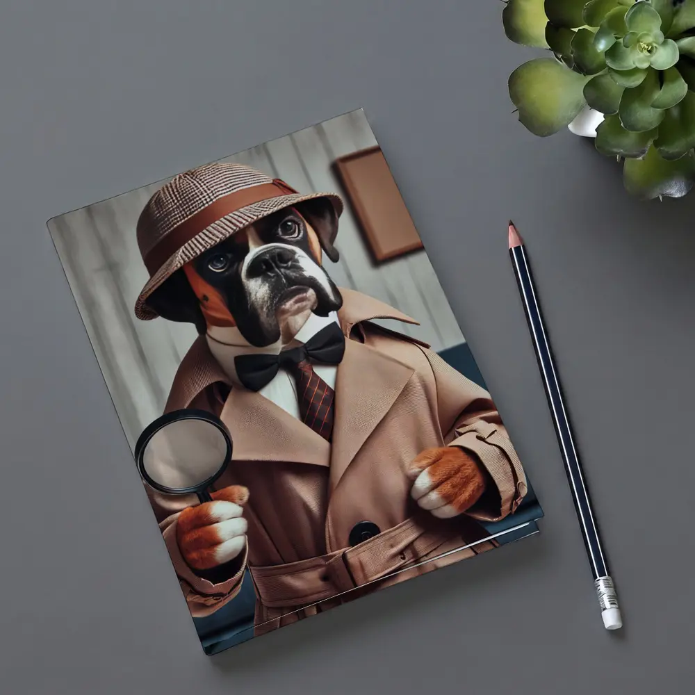 Boxer Dog Detective Magnifying Glass Indoor – Notebooks