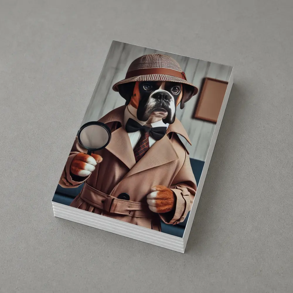 Boxer Dog Detective Magnifying Glass Indoor – Postcards