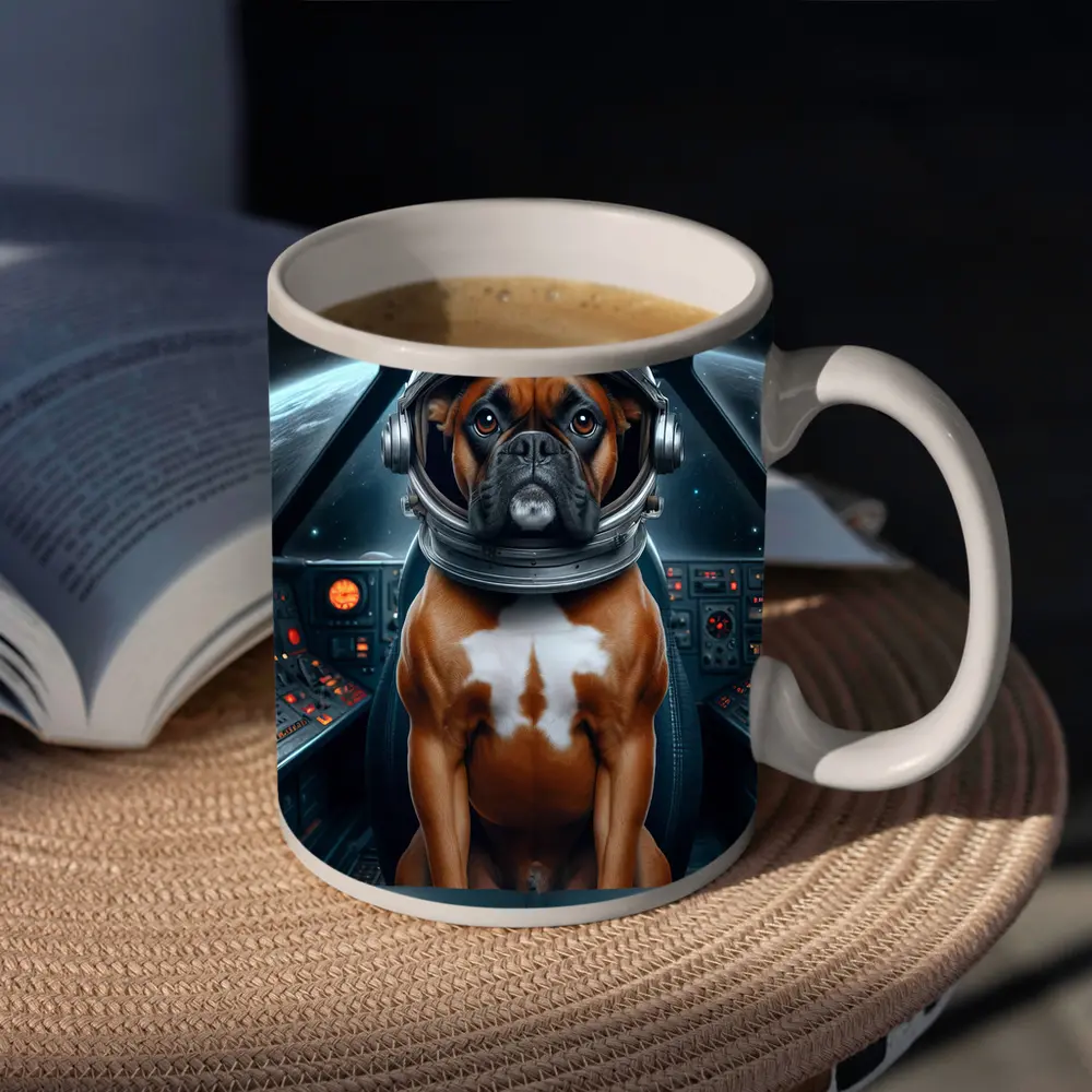Boxer Dog Astronaut Space Cockpit Art – Mugs