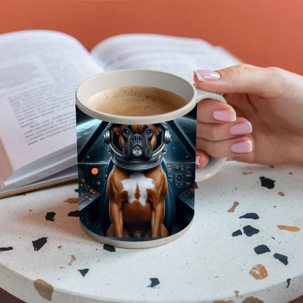 Boxer Dog Astronaut Space Cockpit Art – Mugs