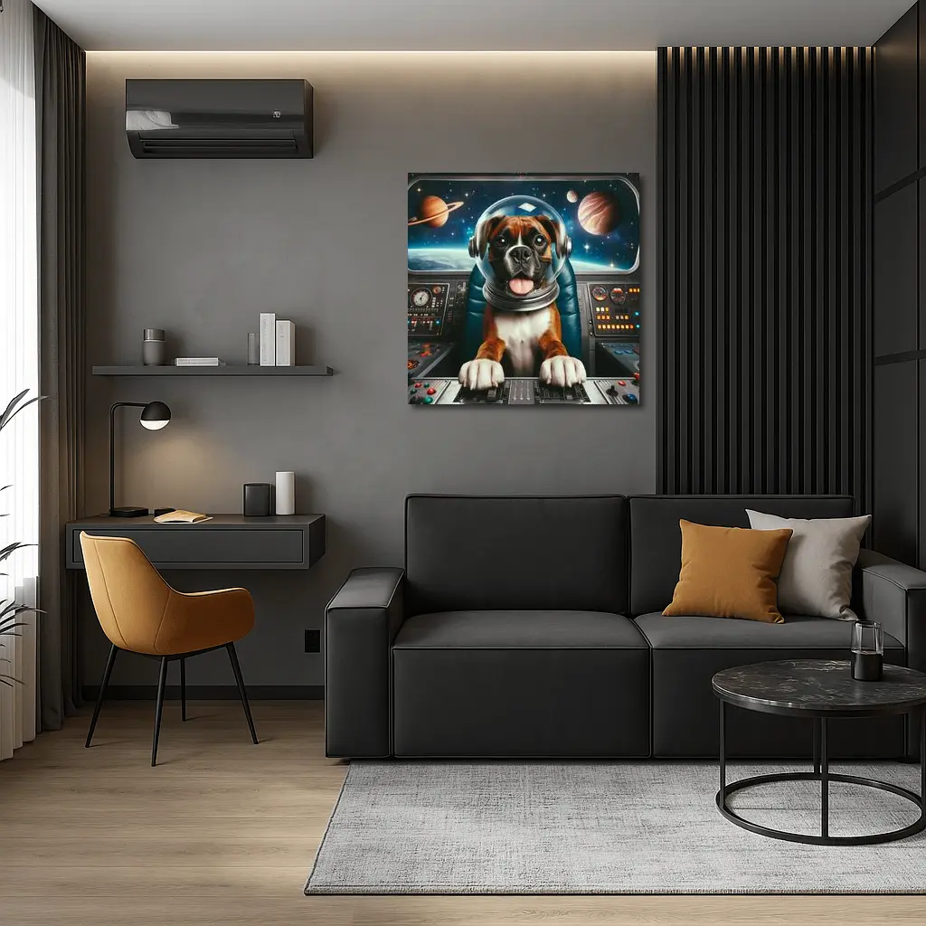 Boxer Dog Astronaut Space Cockpit – Wall Art