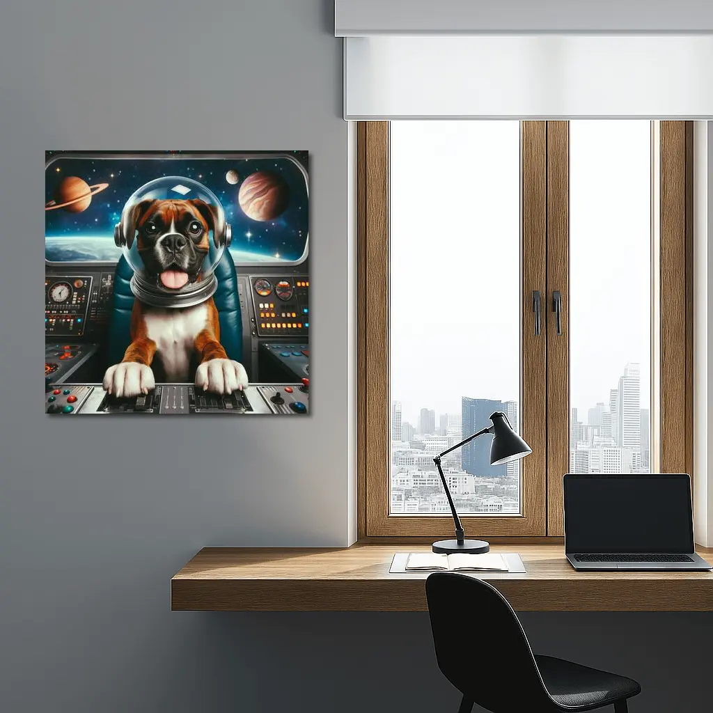 Boxer Dog Astronaut Space Cockpit – Wall Art