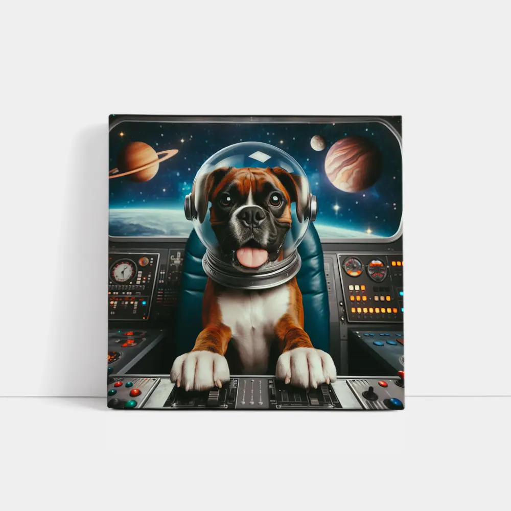 Boxer Dog Astronaut Space Cockpit – Wall Art