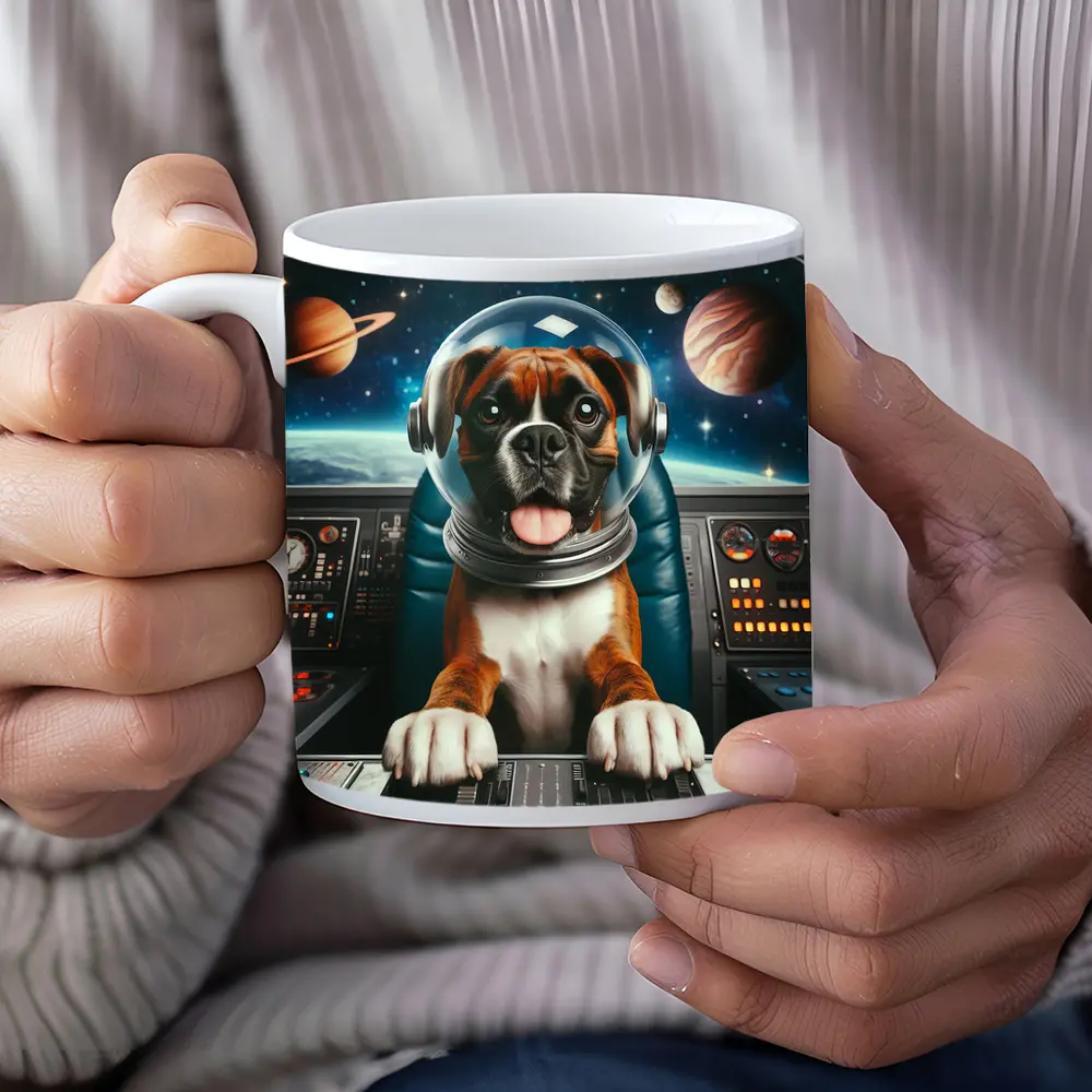 Boxer Dog Astronaut In Outer Space – Mugs