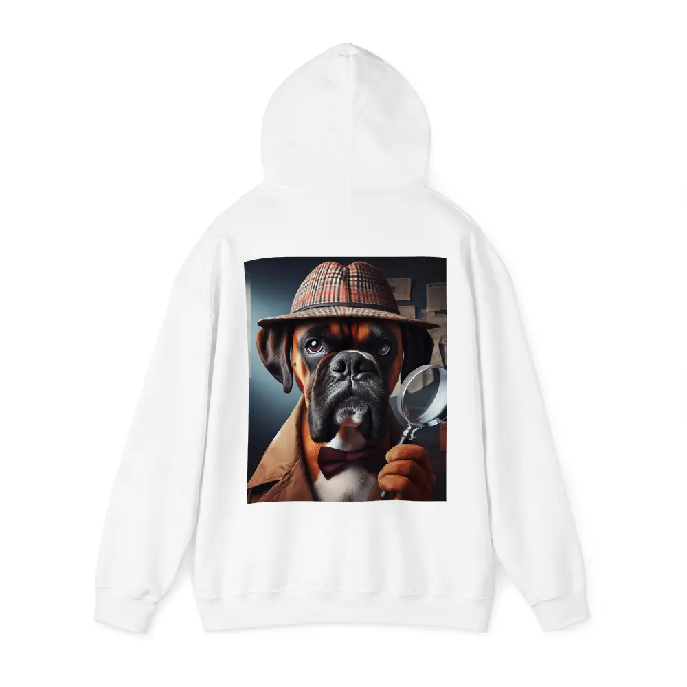 Boxer Dog Detective With Magnifying Glass – Hoodies