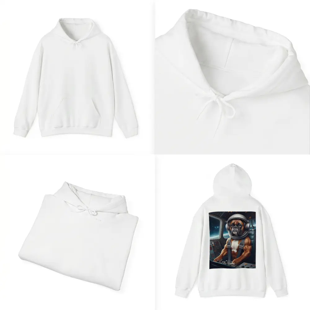 Boxer Dog Astronaut Piloting Space Cockpit – Hoodies