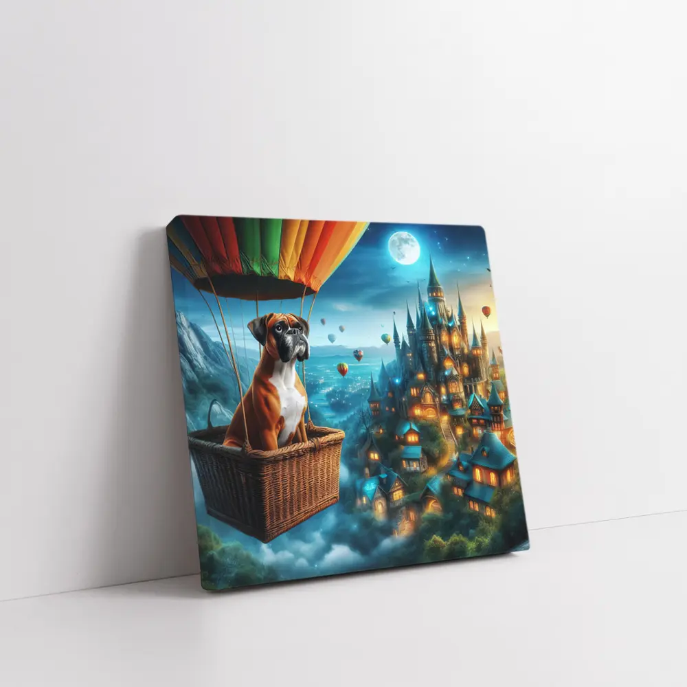 Boxer Dog Hot Air Balloon Fantasy Castle – Wall Art