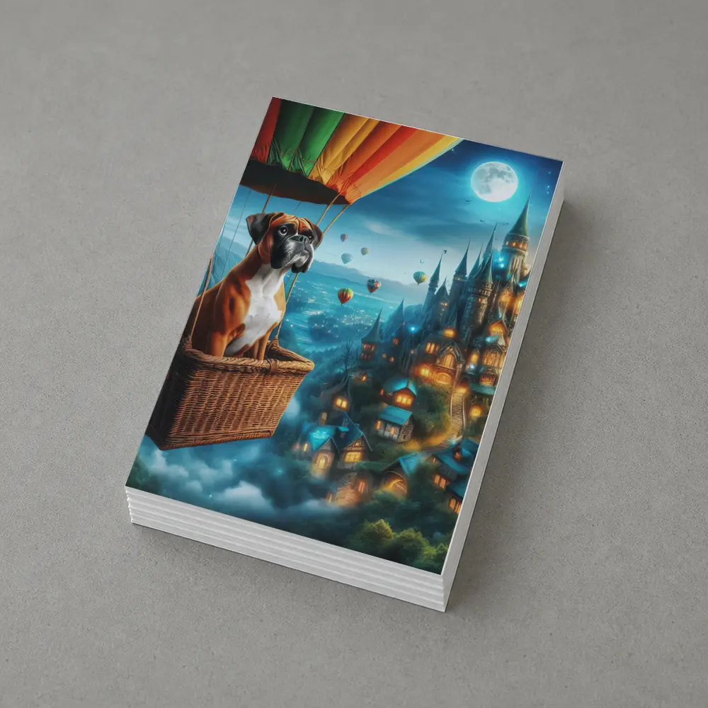 Boxer Dog Hot Air Balloon Fantasy Castle – Postcards