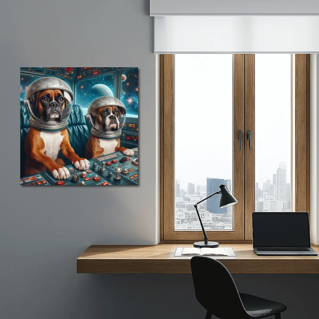 Boxer Dogs Astronauts Space Cockpit – Wall Art