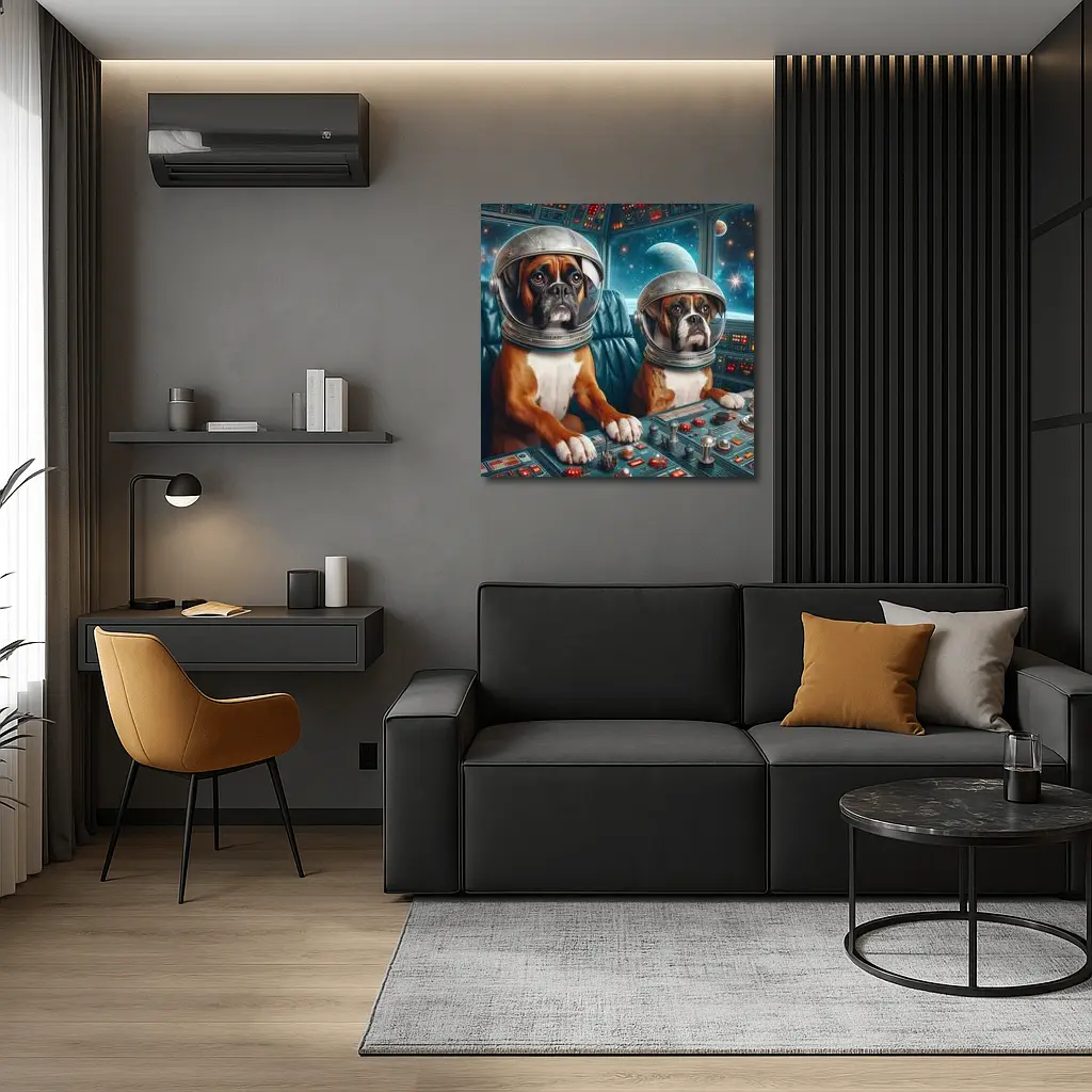 Boxer Dogs Astronauts Space Cockpit – Wall Art