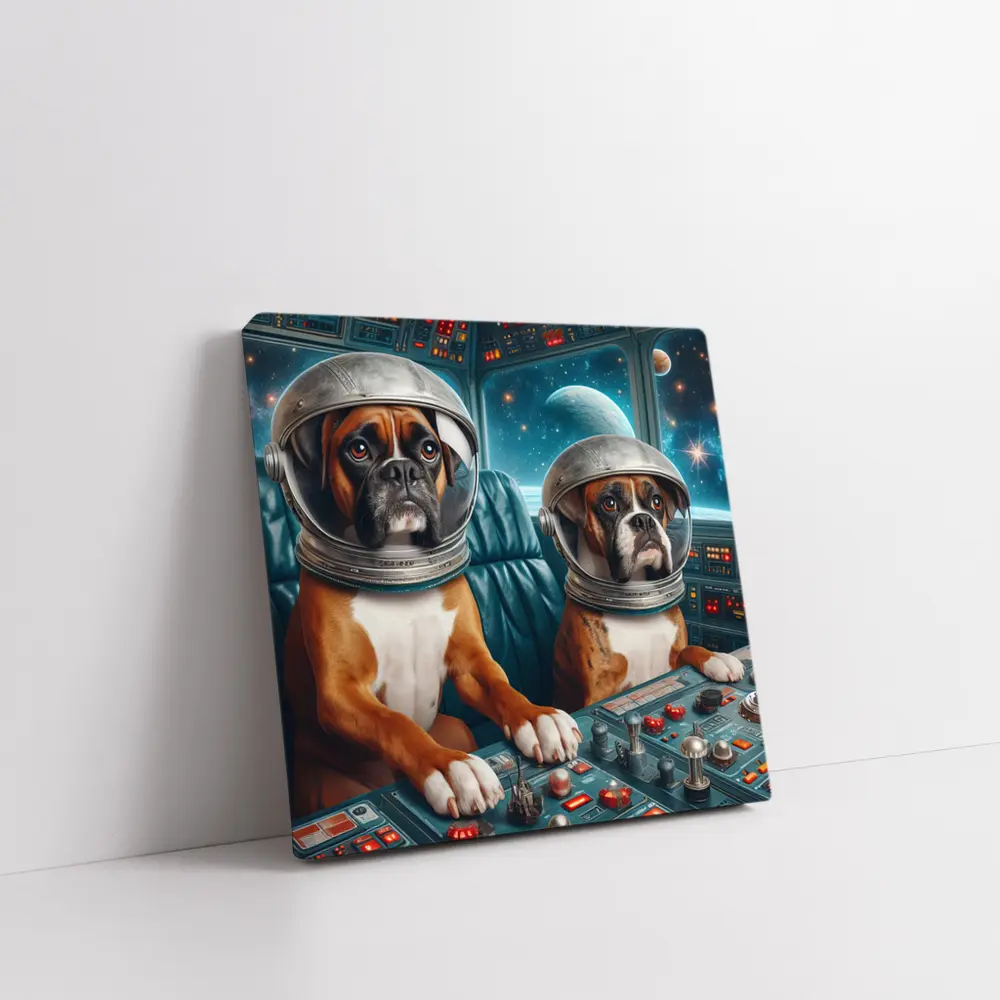 Boxer Dogs Astronauts Space Cockpit – Wall Art