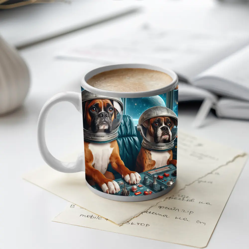 Boxer Dogs Astronauts Space Cockpit – Mugs