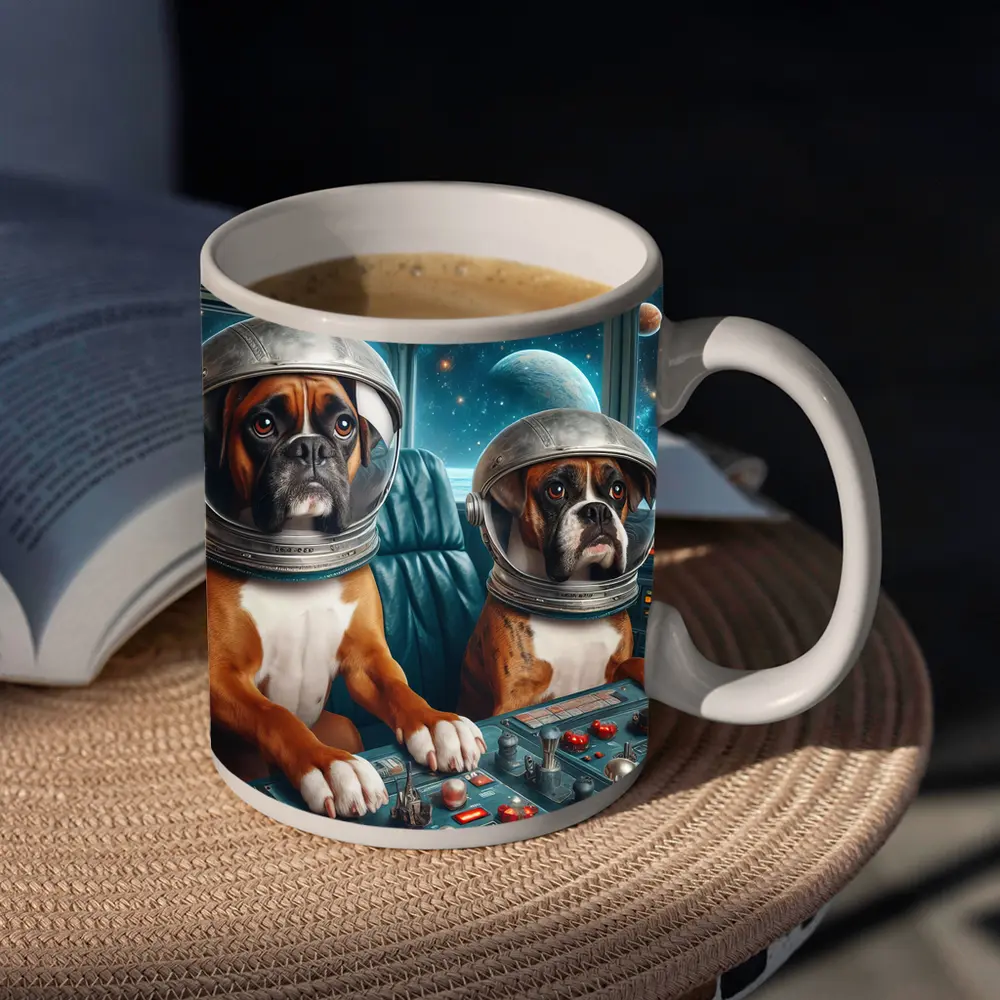 Boxer Dogs Astronauts Space Cockpit – Mugs