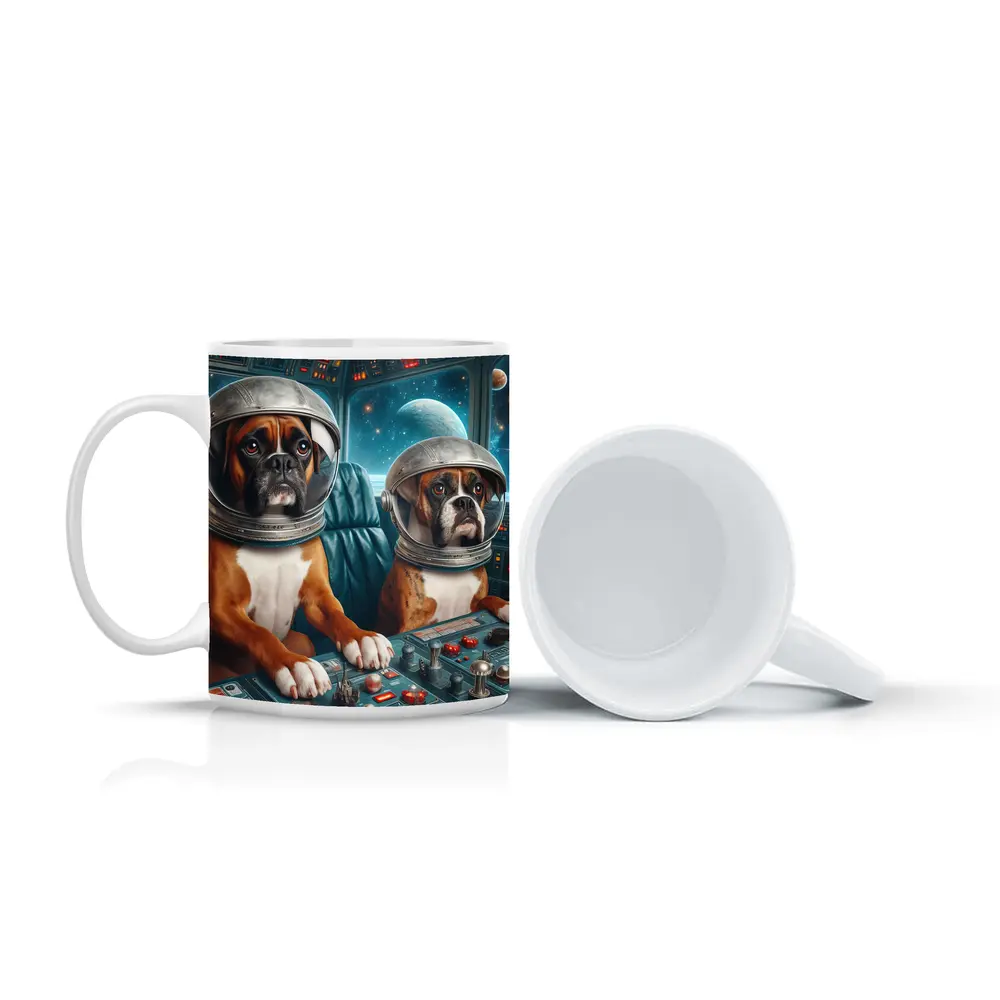 Boxer Dogs Astronauts Space Cockpit – Mugs