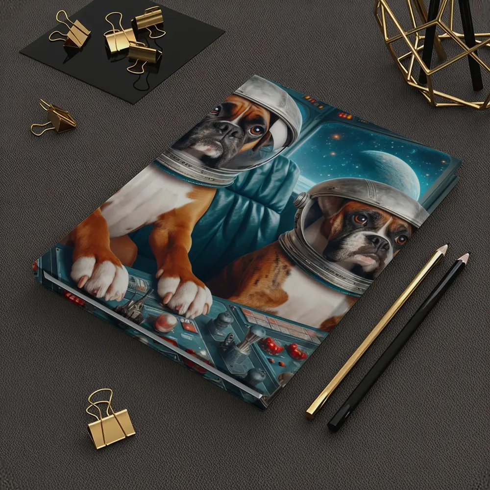 Boxer Dogs Astronauts Space Cockpit – Notebooks