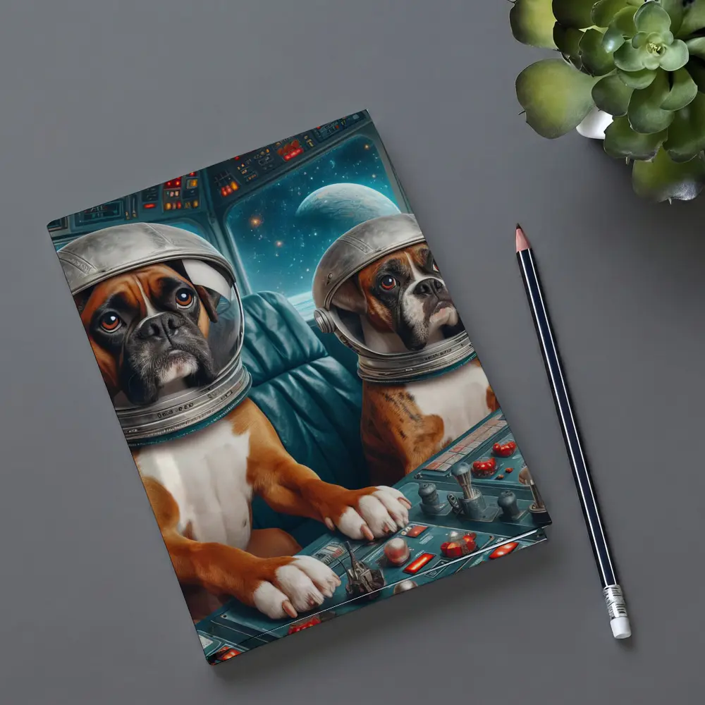 Boxer Dogs Astronauts Space Cockpit – Notebooks