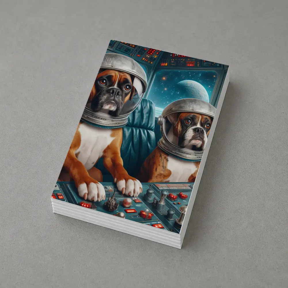 Boxer Dogs Astronauts Space Cockpit – Postcards