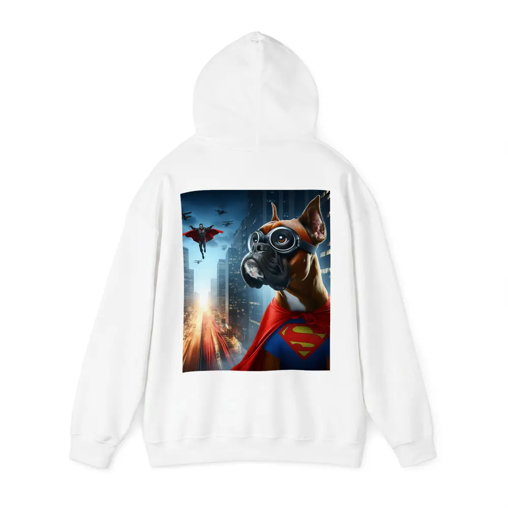 Boxer Dog Superhero Cape City Night – Hoodies