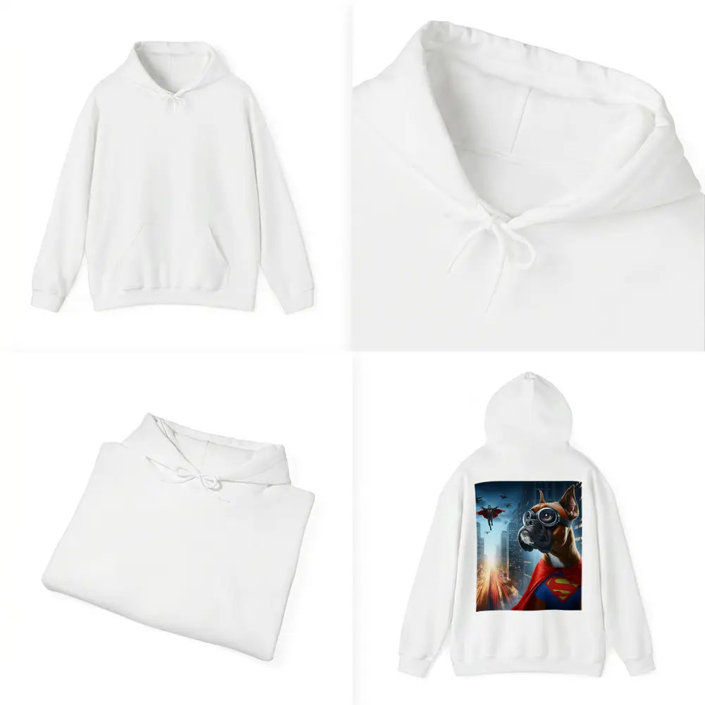 Boxer Dog Superhero Cape City Night – Hoodies